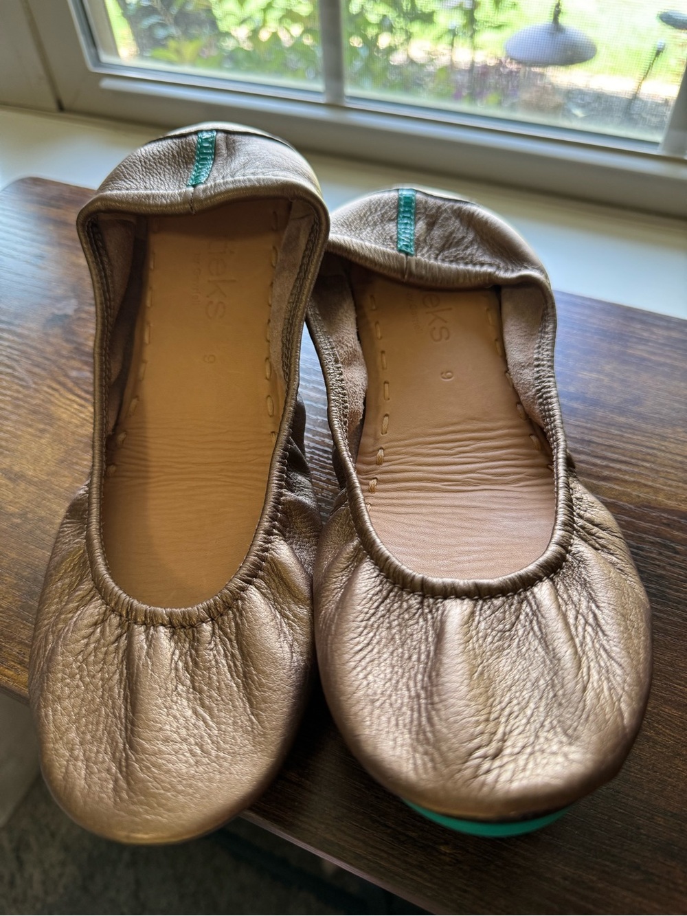 Tieks Metallic Gold Leather Ballet Flats Size 9